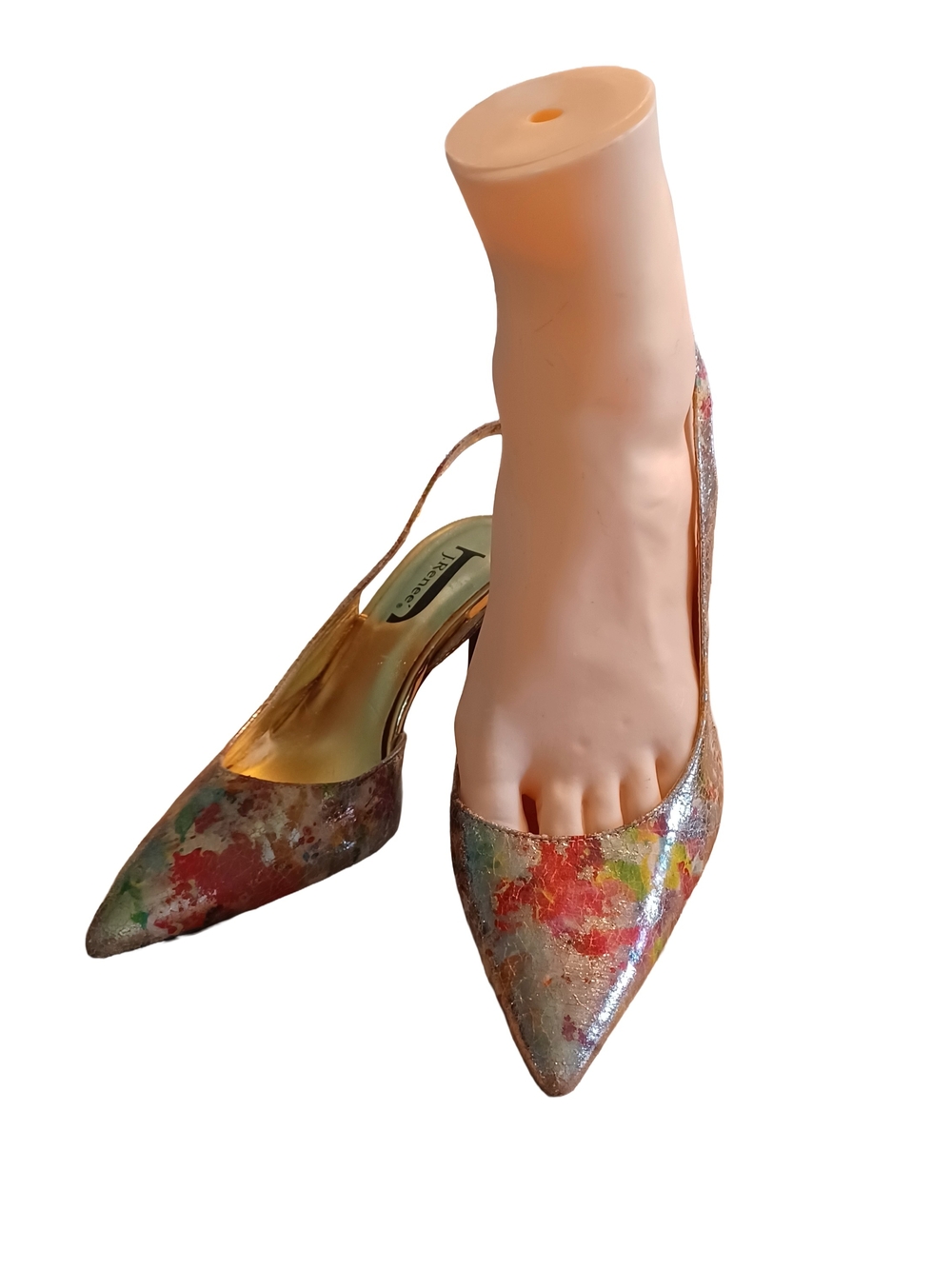 J.Renee Multicolor Metallic Pointed Slingback Heels